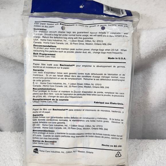Home Care Eureka Upright F & G Vacuum 2 Bags w/ Bactrastat Inhibit Germs VIP1020 - Picture 3 of 5